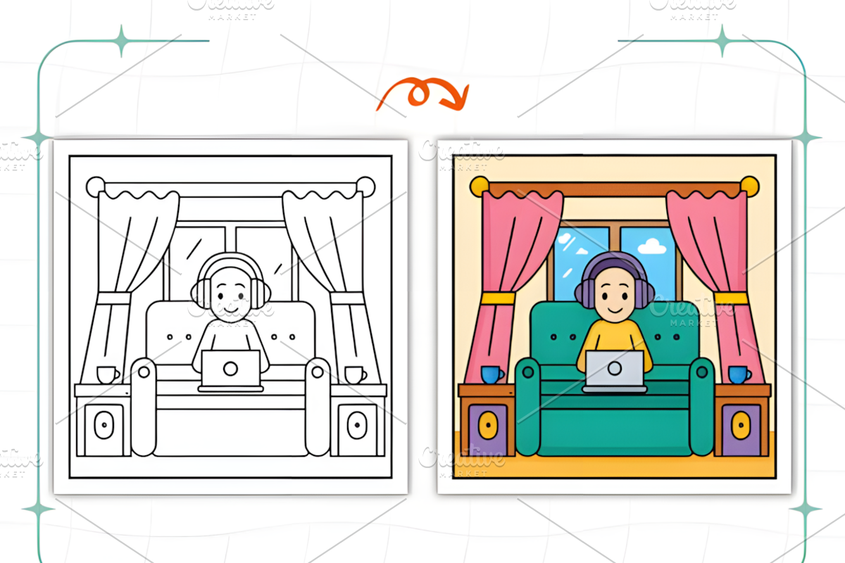 Comfy Cozy Routine Coloring Pages, a Decorative Illustration by Ink Gallery (Photo 5 of 9)