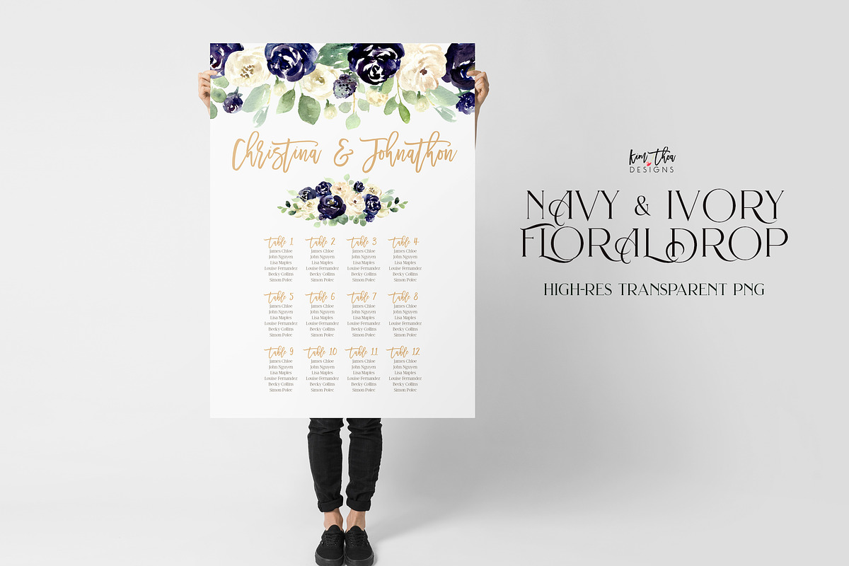 Navy and Ivory with Greenery Flowers, an Illustration by Kim Thoa Designs (Photo 5 of 10)
