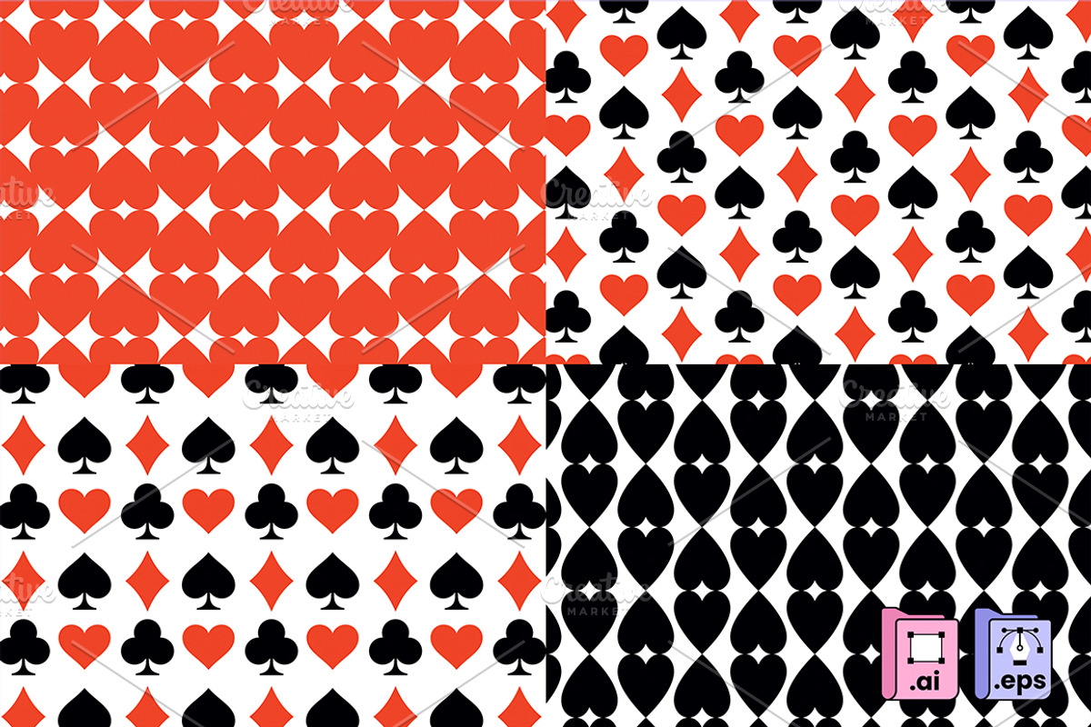 4 Playing Card Suits Patterns, a Pattern Graphic by MISS CHATZ (Photo 1 of 3)