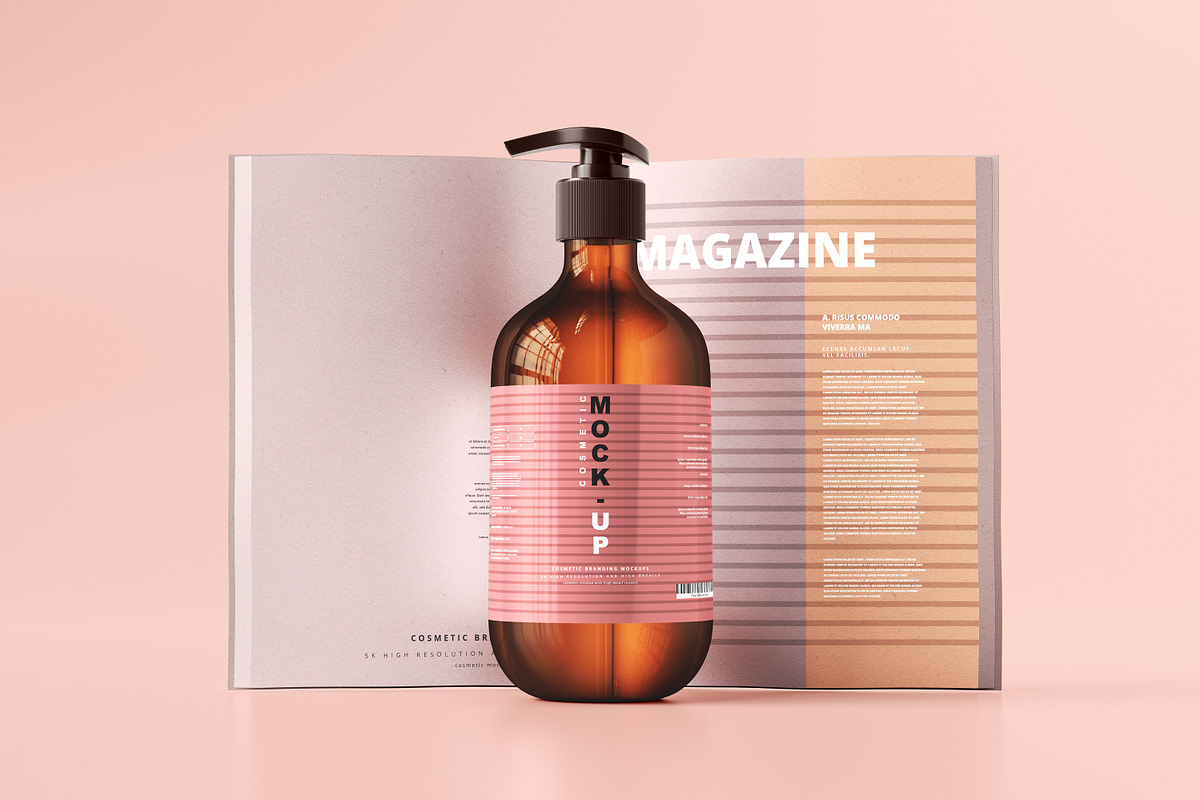 Amber Glass Pump Bottle Mockups, a Pens & Pencil Mockup by pmvch (Photo 26 of 26)