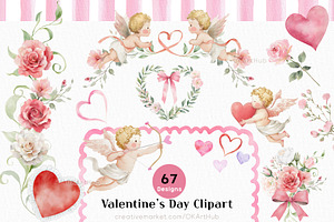 Romantic Valentine Clipart Set