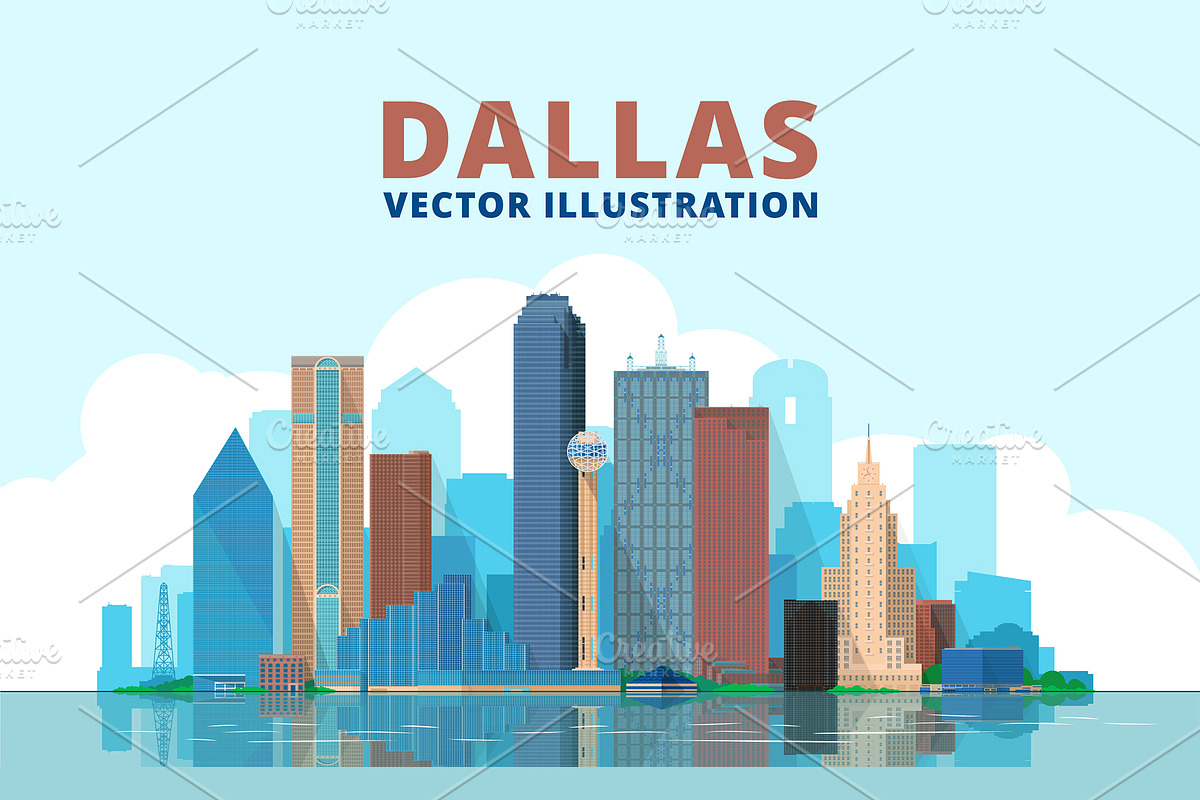 Dallas Texas skyline illustration, an Illustration by Sky and glass (Photo 2 of 6)
