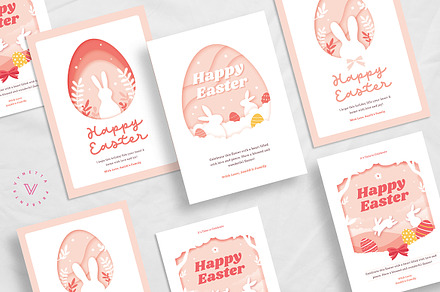 Paper Art Illustration Easter Card, a Card Template by Vynetta