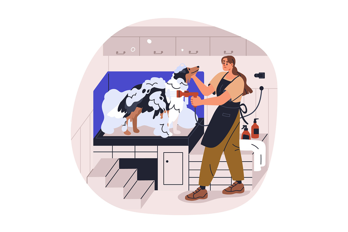 Dogs, cats in pet grooming salon set, an Animal Illustration by Good Studio (Photo 10 of 11)