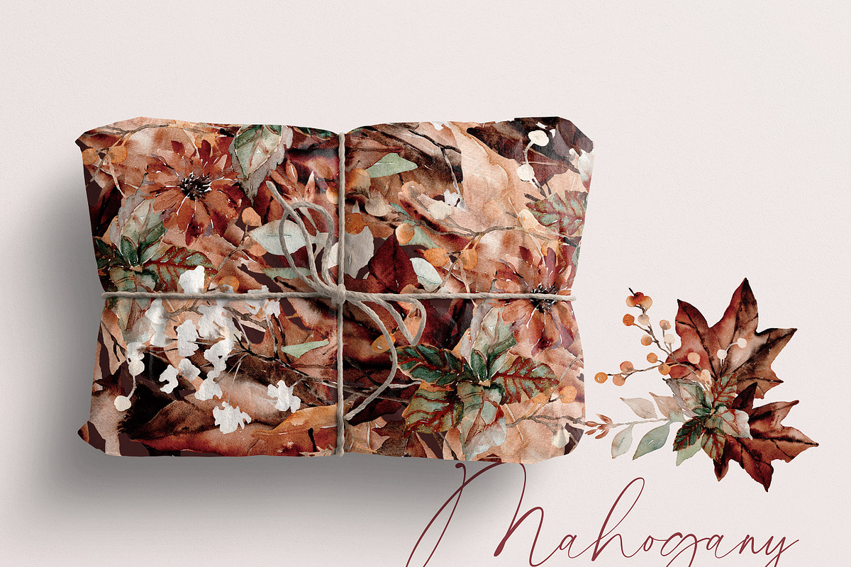 Watercolor Clipart - MAHOGANY FALL, a Decorative Illustration by Beigetime (Photo 8 of 15)