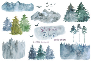 Watercolor Clipart Winter Forest png, an Illustration by KomtsyanTatyanaArt