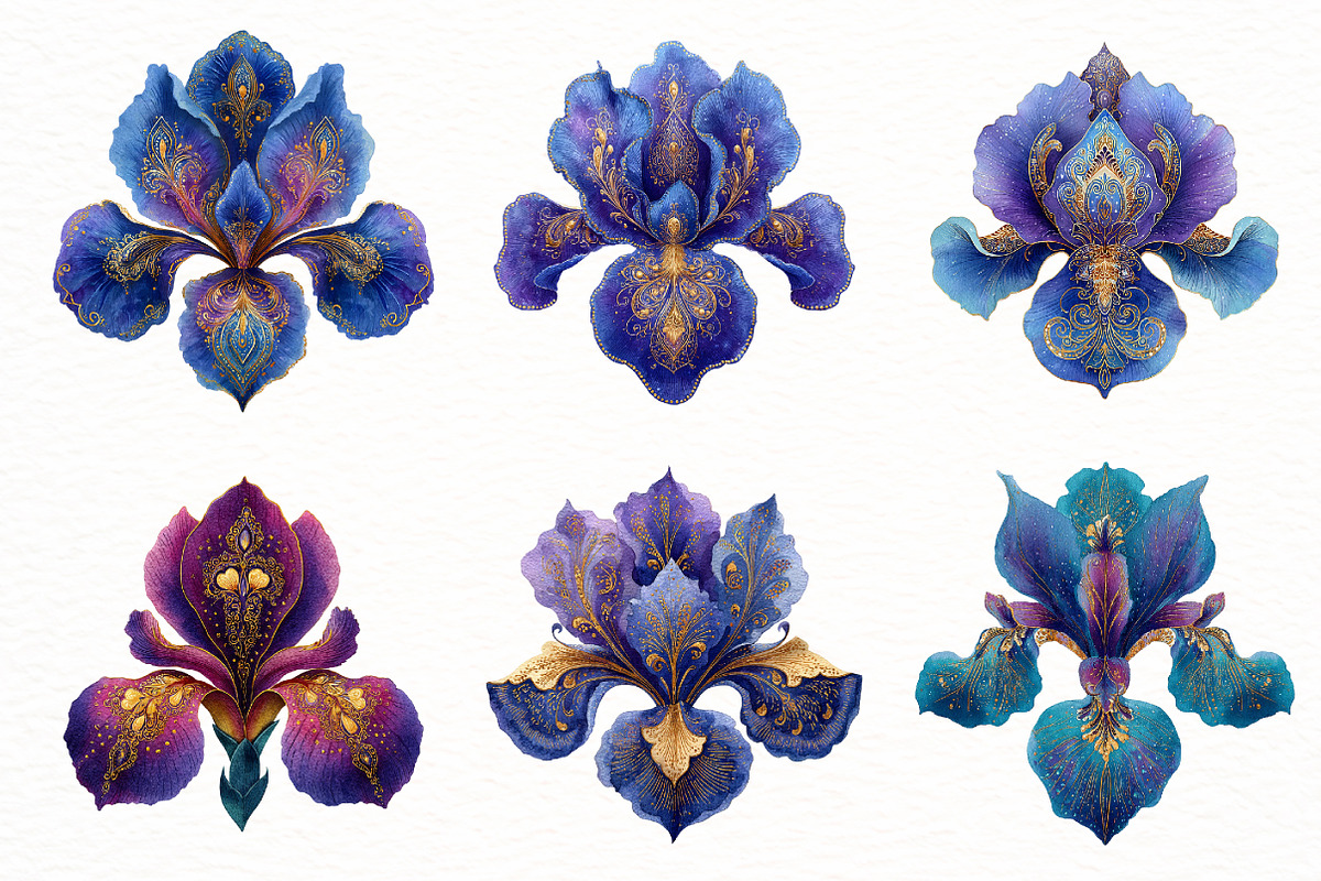 Iris Paisley Clipart Bundle, a Seasonal Illustration by Designworld (Photo 2 of 10)