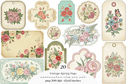 Vintage Spring Tags Printable, an Illustration by SinaCreation (Thumbnail 1 of 7)
