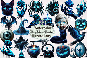 Creepy Black and Blue Halloween Pump, an Illustration by SVGArt
