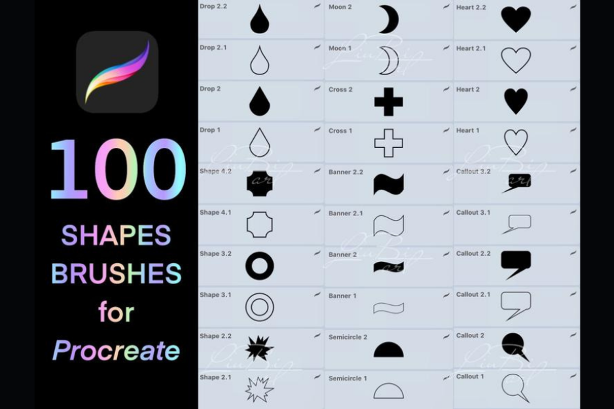100 Procreate Geometric Brushes Set, a Shape Add-On by LiuBi Art (Photo 4 of 4)