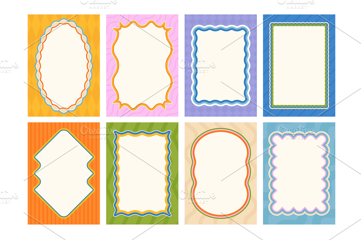 Wavy frames. Decorative colorful, an Illustration by winwin.art