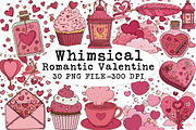 Whimsical Romantic Valentine Clipart, an Illustration by Libby Wishes (Thumbnail 1 of 8)