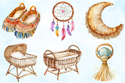 Boho Baby Watercolor Clipart Bundle, an Illustration by Craft Nest (Thumbnail 5 of 6)
