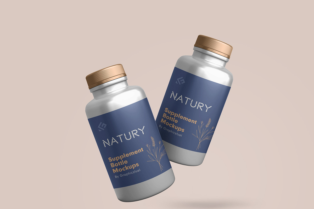 Supplement Bottle Mockups, a Packaging Mockup by Graphicsfuel (Photo 4 of 12)