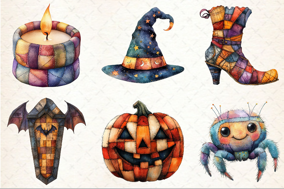 Patchwork Halloween Clipart, an Illustration by Rose Art (Photo 3 of 7)