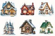 Watercolor Christmas House Clipart, an Illustration by OK Design (Thumbnail 5 of 5)