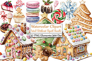 Sweet Christmas Clipart Bundle PNG, an Illustration by DreamCafeArt