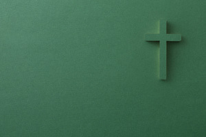 Minimal Green Background with Christian Cross, a Holiday Photo by Davizro's Market