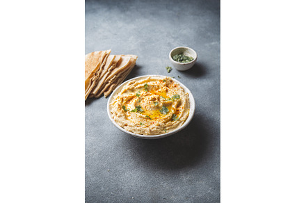 Healthy Homemade Creamy Hummus with, a Food & Drink Photo by LARISA BLINOVA
