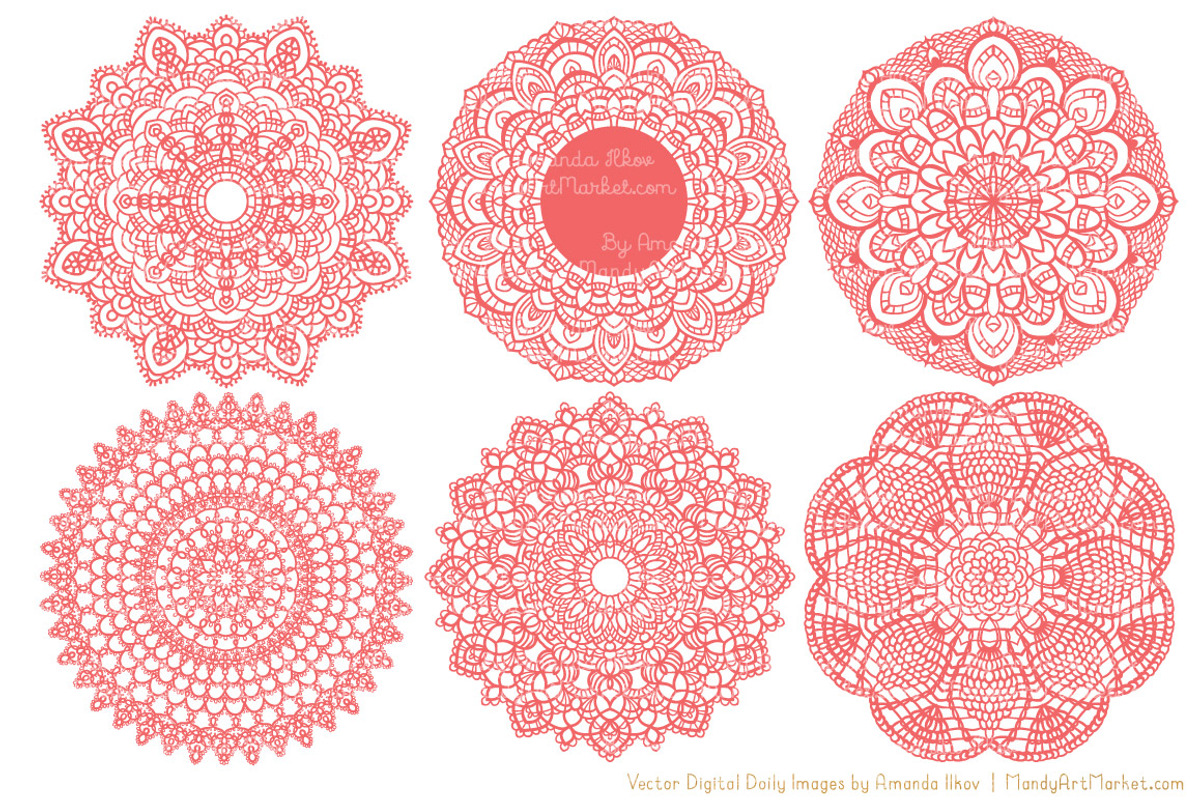 Coral Doily Clipart & Vectors, an Illustration by Amanda Ilkov (Photo 4 of 4)