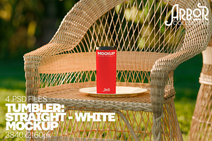 White Straight Tumbler Mockup Arbor, a Cups & Container Mockup by Banana Mockups