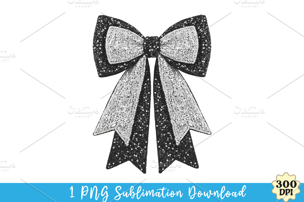 Coquette Black Sparkly Bow PNG File, an Illustration by Watercolor design (Photo 1 of 3)