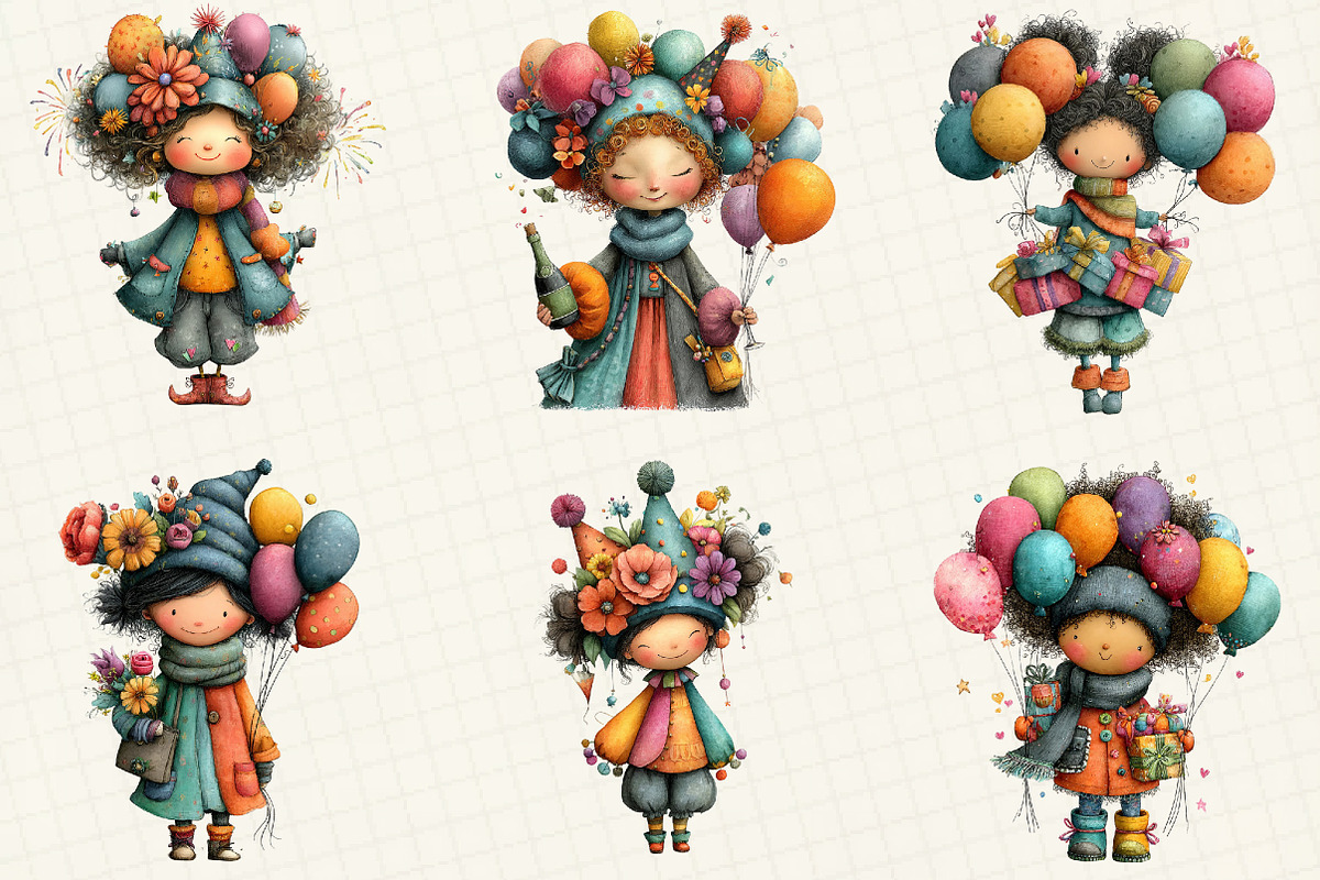 Happy New Year Girl Clipart, an Illustration by DreamCafeArt (Photo 3 of 6)