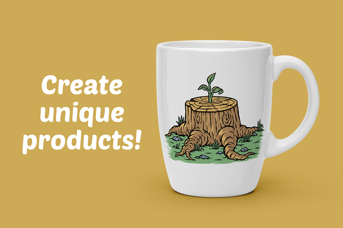 Plant growing out of a tree stump, an Illustration by gunaonedesign (Photo 2 of 4)