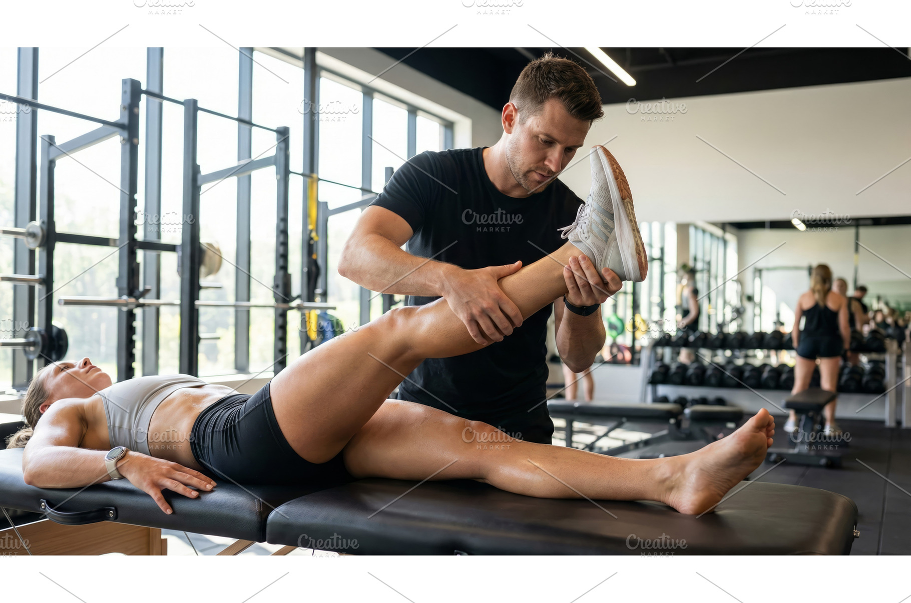 Therapist Aids Gymgoer, a Sports & Recreation Photo by CREATIVEDEF