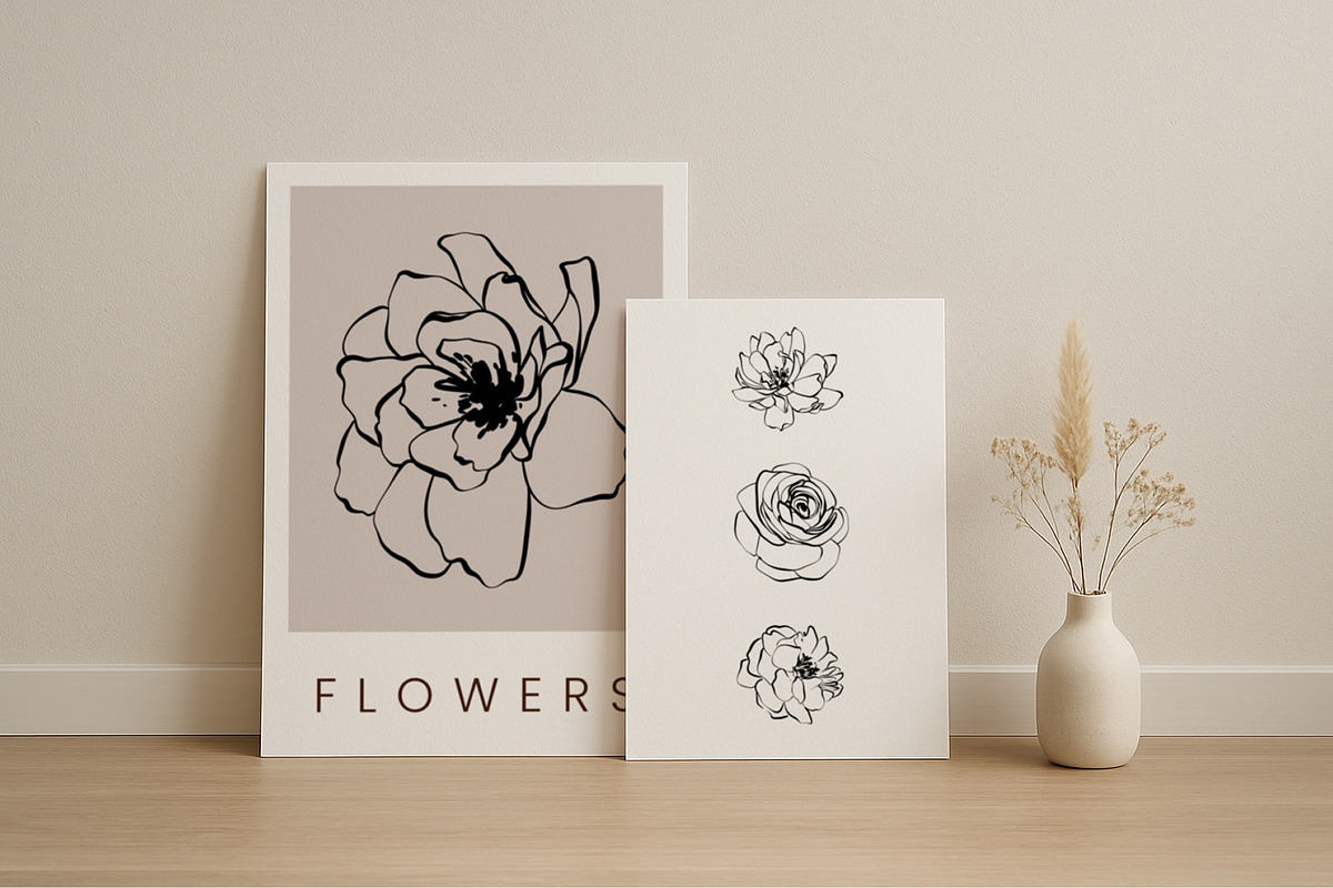 BOWS & FLOWERS line art & posters, a Decorative Illustration by Yuliia Lashevska (Photo 5 of 12)