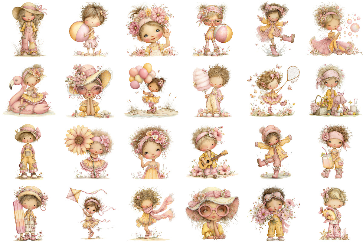 Whimsical Summer Kids Clipart, an Illustration by designcity5 (Photo 2 of 5)