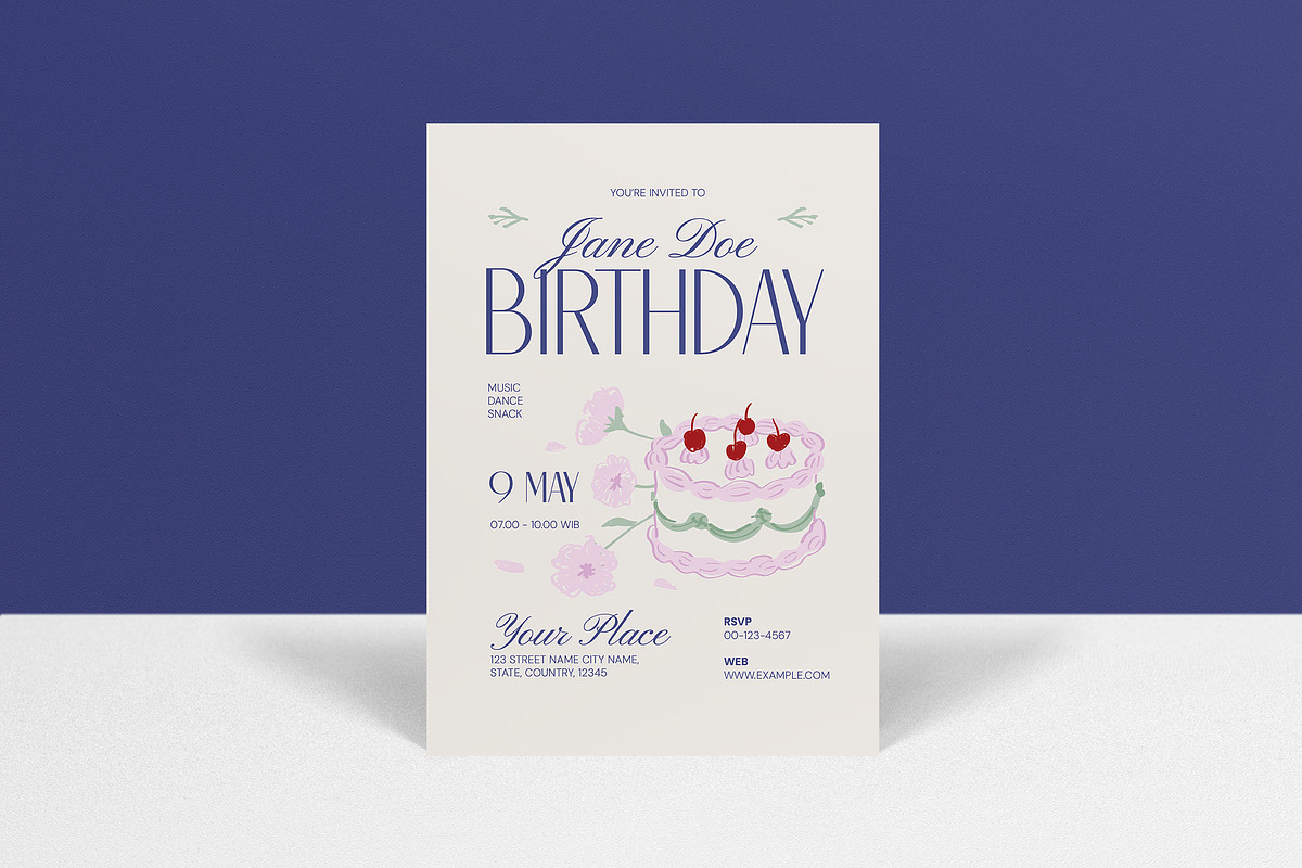 Floral Birthday Invitation, an Invitation Template by graphicook (Photo 1 of 3)