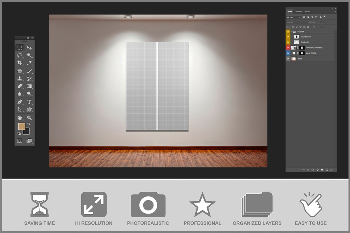 Poster Mockup PSD, an Advertising Mockup by Bruno's Shop (Photo 3 of 4)