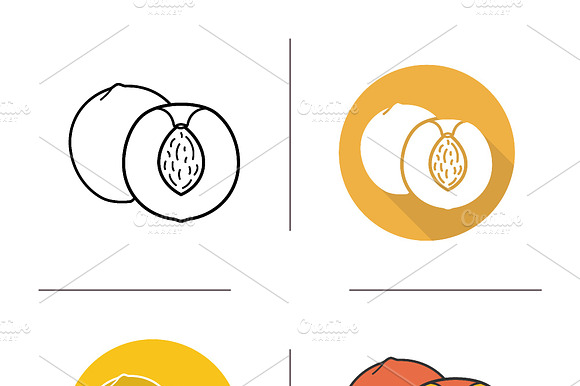 Peach Icons. Vector
