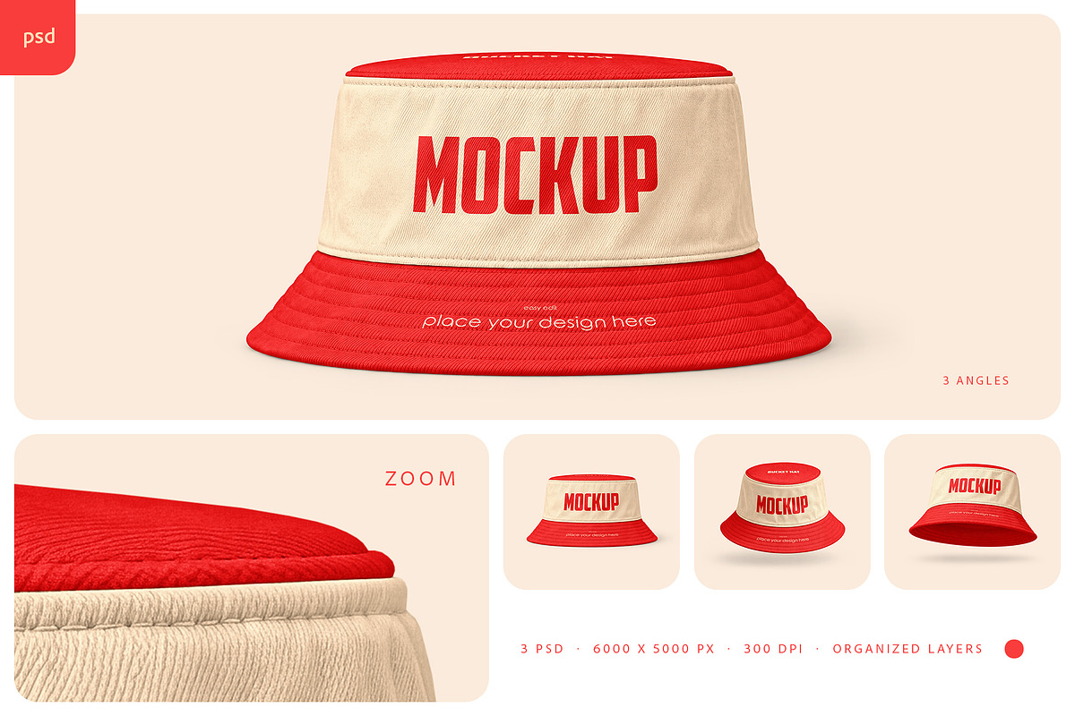 Bucket Hat Mockup Set, a Hat Mockup by Country4k (Photo 1 of 4)