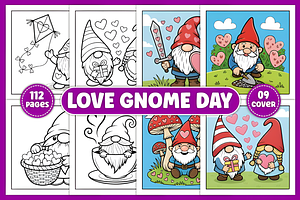 Love Gnome Day Coloring Pages, a Decorative Illustration by Coco Bloom