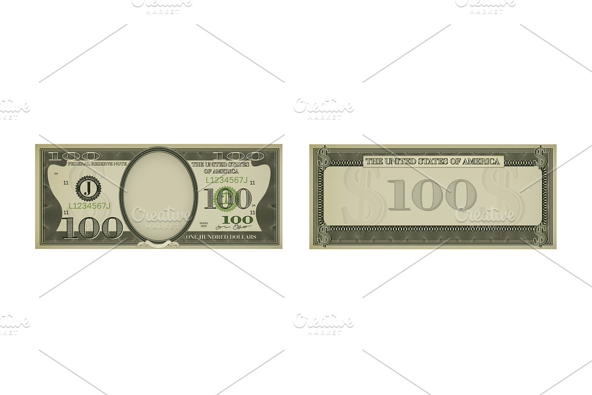 One hundred dollar banknote template, an Object Illustration by skripnikbb