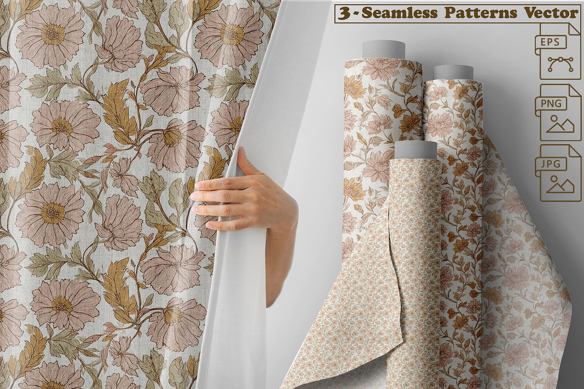 Soft Pastel Floral Motif Patterns, a Pattern Graphic by one-touch (Photo 1 of 9)