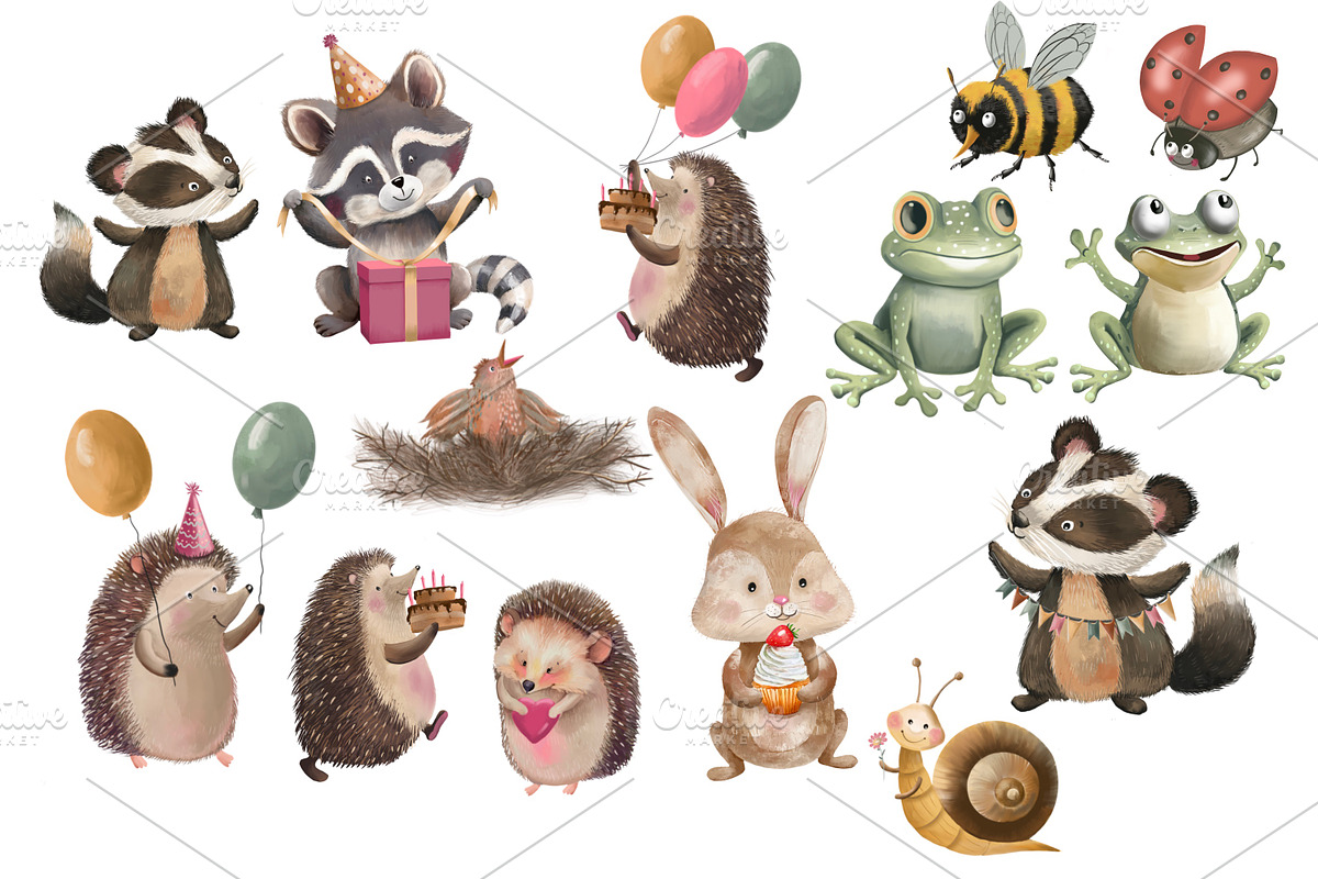 Birthday party in the forest, an Illustration by AkvarelRiver (Photo 2 of 10)