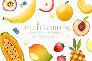 Fruit Garden - Elements and Patterns, a Decorative Illustration by Alisa Fimen Design