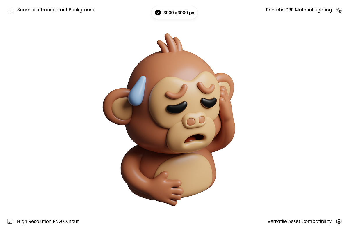 Sad Cartoon Monkey 3D, an Object 3D Model by Wencory (Photo 1 of 3)