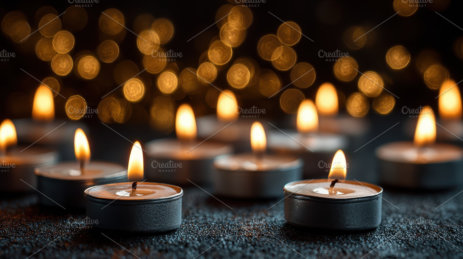 Burning tealight candles glowing sof, a Photo by Pixeness Studio