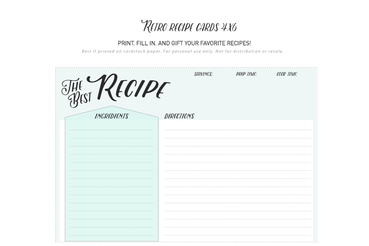 4x6 Retro Fill in Recipe Cards, a Card Template by OhEverythingHandmade (Photo 2 of 2)