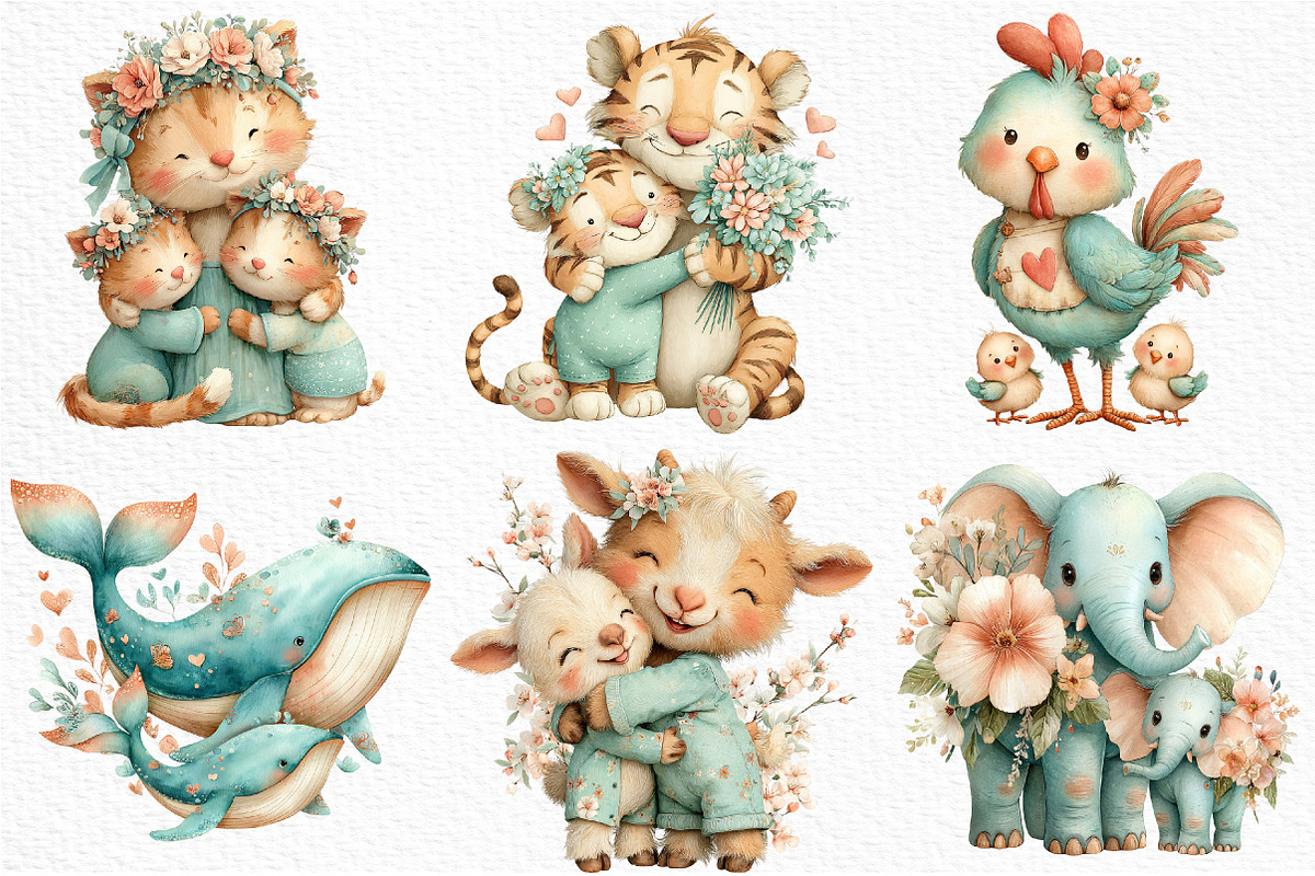 Whimsical Mother's Day Animals PNG, an Illustration by Craft Nest (Photo 5 of 12)