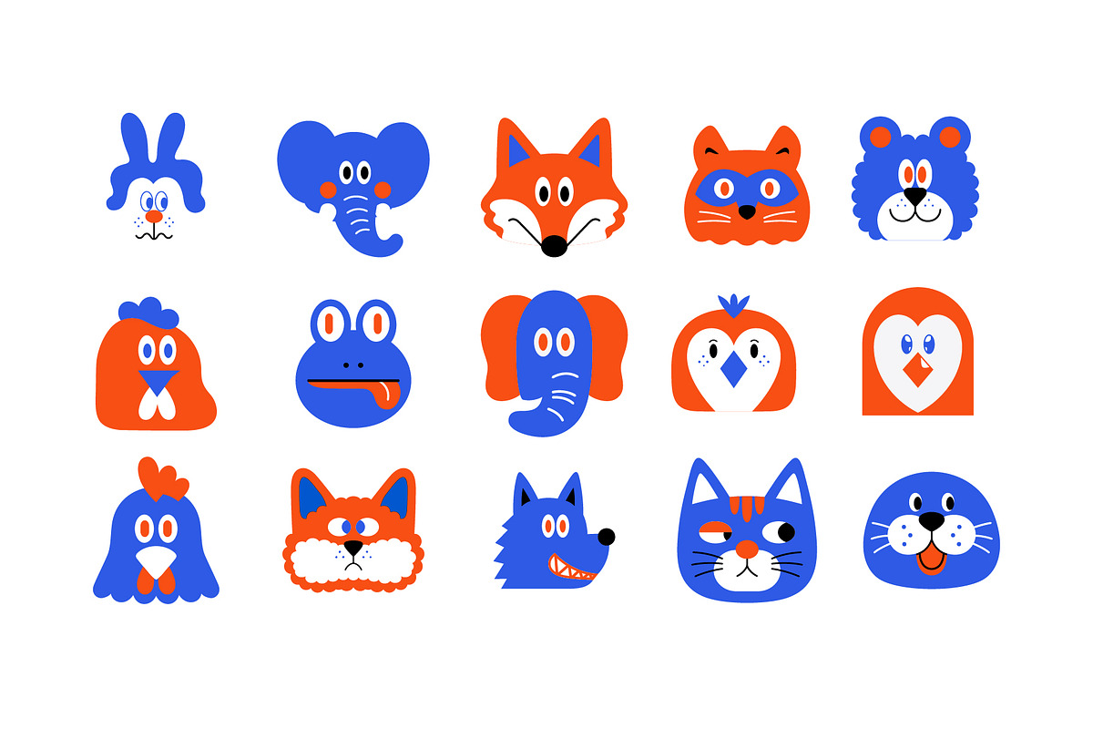 Cute Animal Face Illustration Set, an Animal Illustration by decographstud (Photo 4 of 5)