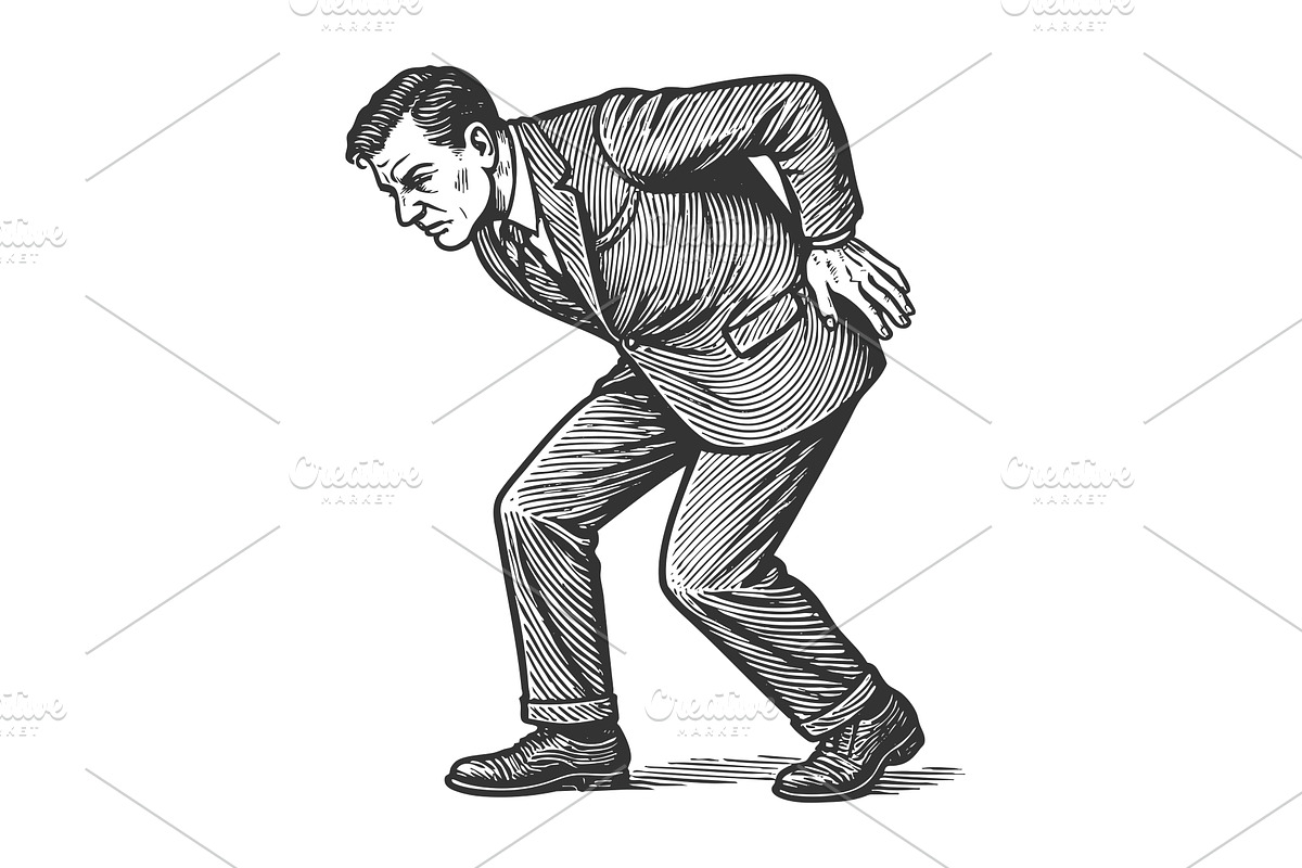 Businessman with Back Pain Holding, a Person Illustration by AlexArt