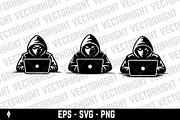 hooded figure working on a laptop, a Person Illustration by Vectorhight (Thumbnail 2 of 3)