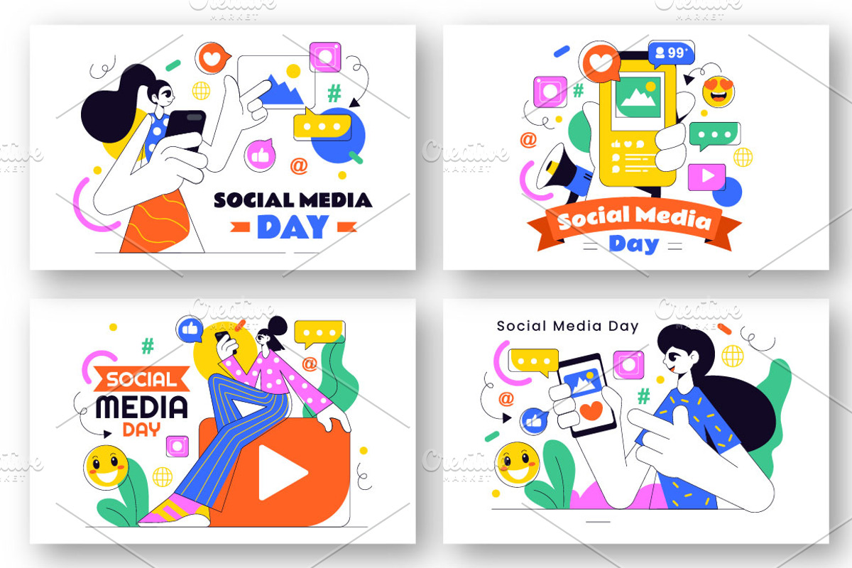 7 Social Media Day Illustration, a Seasonal Illustration by denayunebgt (Photo 2 of 4)