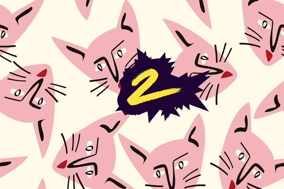 Cartoon Cats Seamless Patterns, a Pattern Graphic by Art's and patterns (Photo 5 of 9)