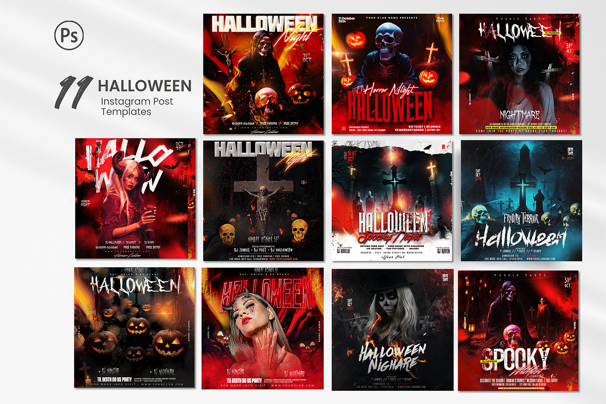16 Halloween Banners (Bundle) PSD, a Social Media Template by Ronita Shkodra (Photo 2 of 4)